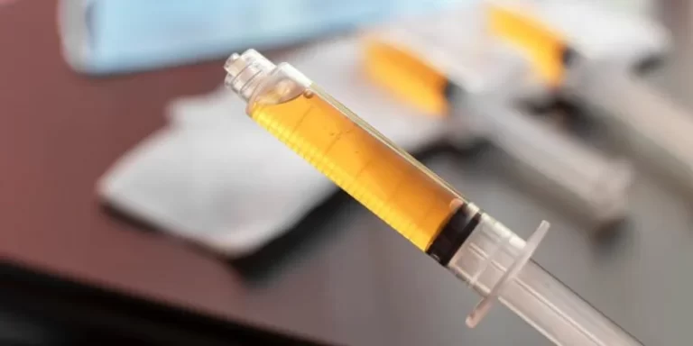 Blood plasma in a syringe