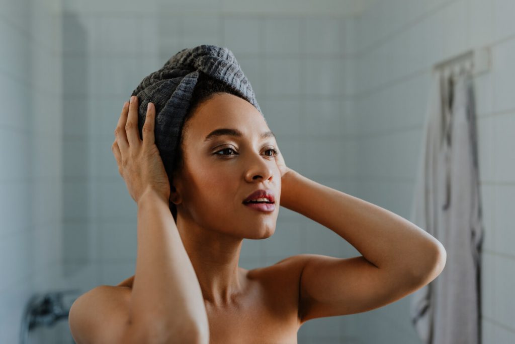 Portrait of a Beautiful Afro Woman who's just Washed her Hair