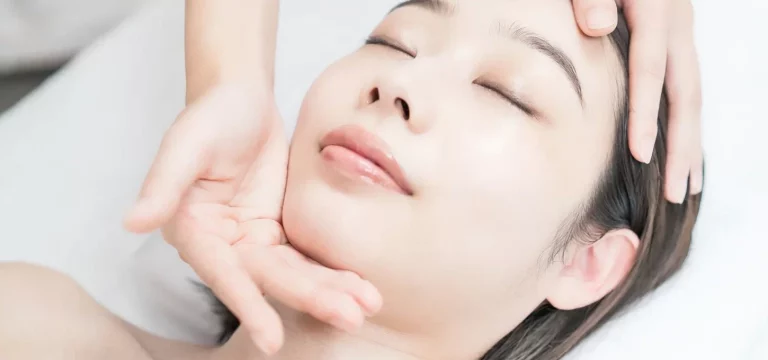 Woman's face getting treatment