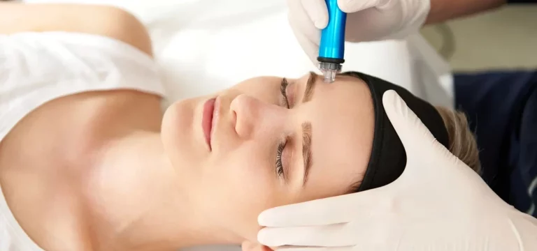 Woman's face getting treatment