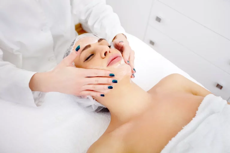 Woman's face getting treatment