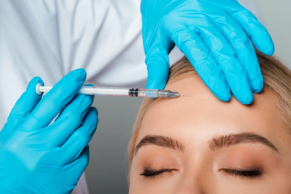 a patient received exosome injections on her forehead wrinkles