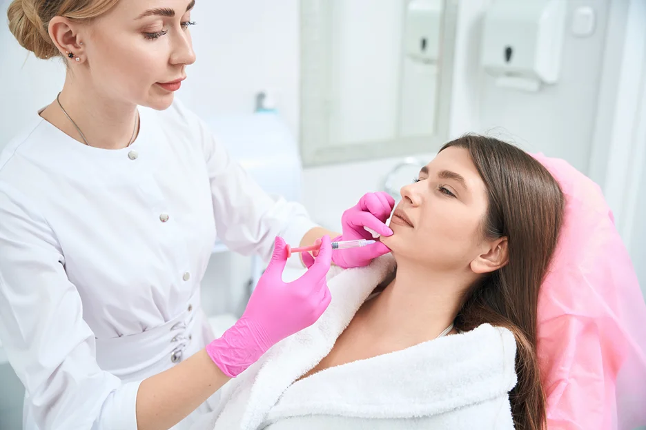 a woman receives polydeoxyribonucleotides injections