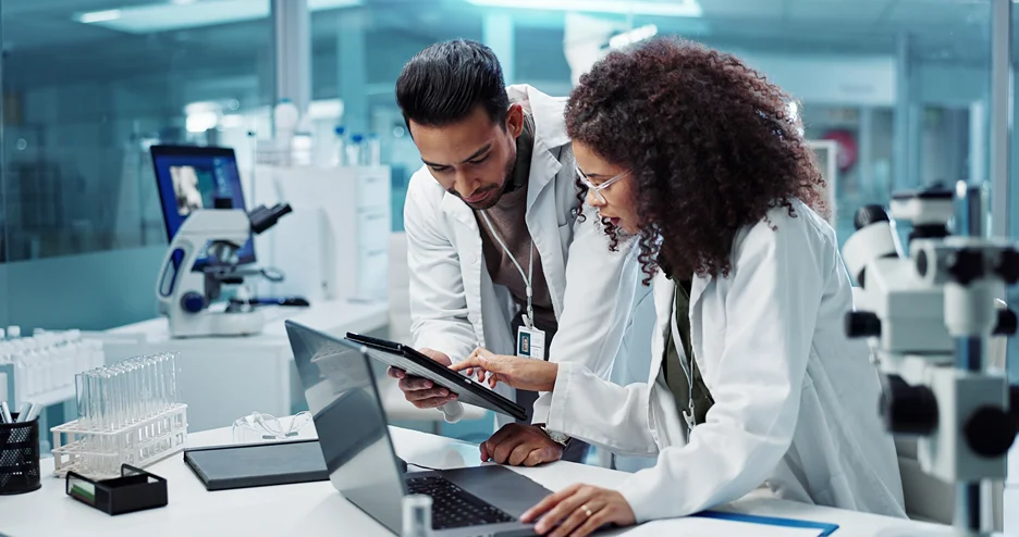 reserchers inside a medical laboratory