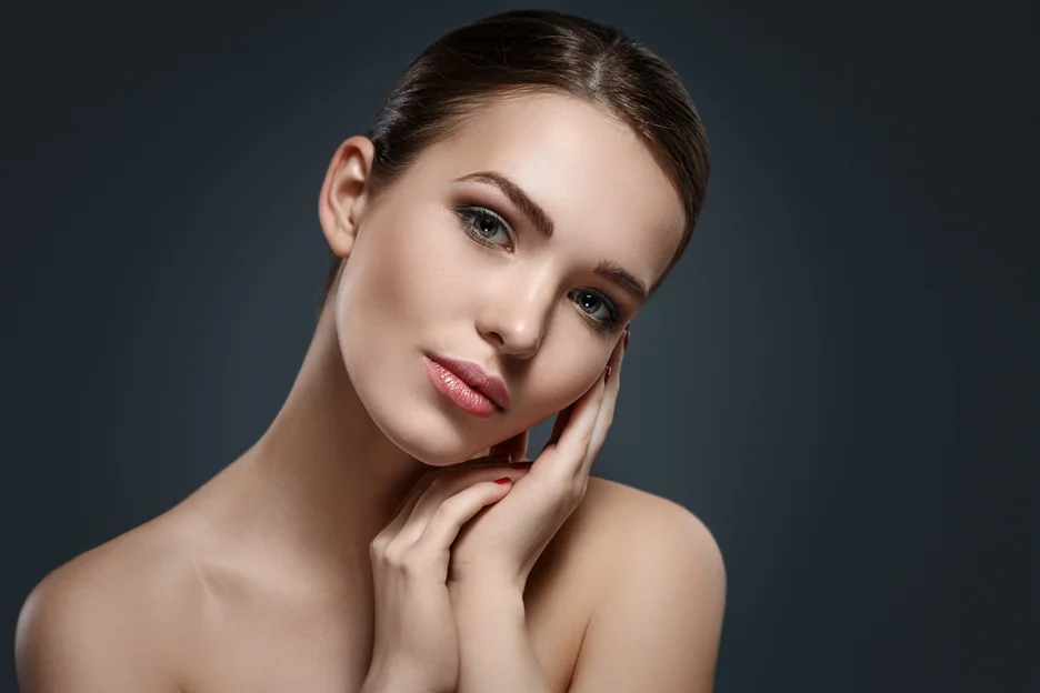 a woman clear, smooth skin