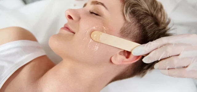 Woman's face getting treatment