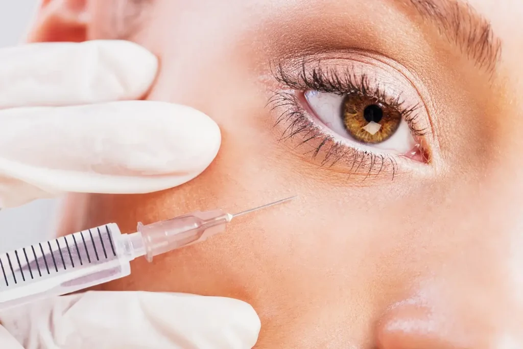 a woman underwent pdrn under eyes treatment