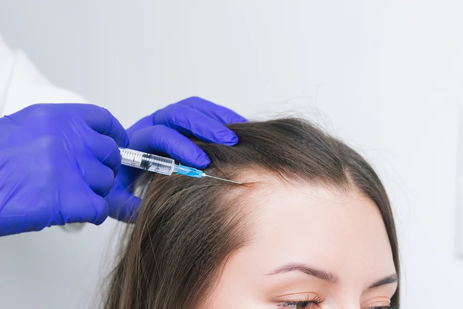 a woman recieved polynucleotides for hair loss treatment