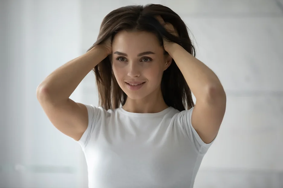 a woman with fuller hair after polynucleotides for hair loss
