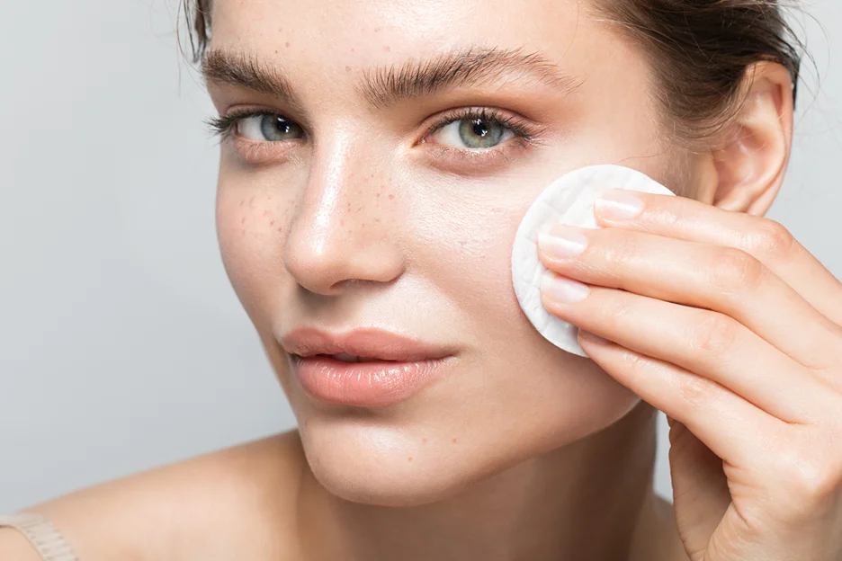 a woman uses facial cleanser after salmon dna injection treatment