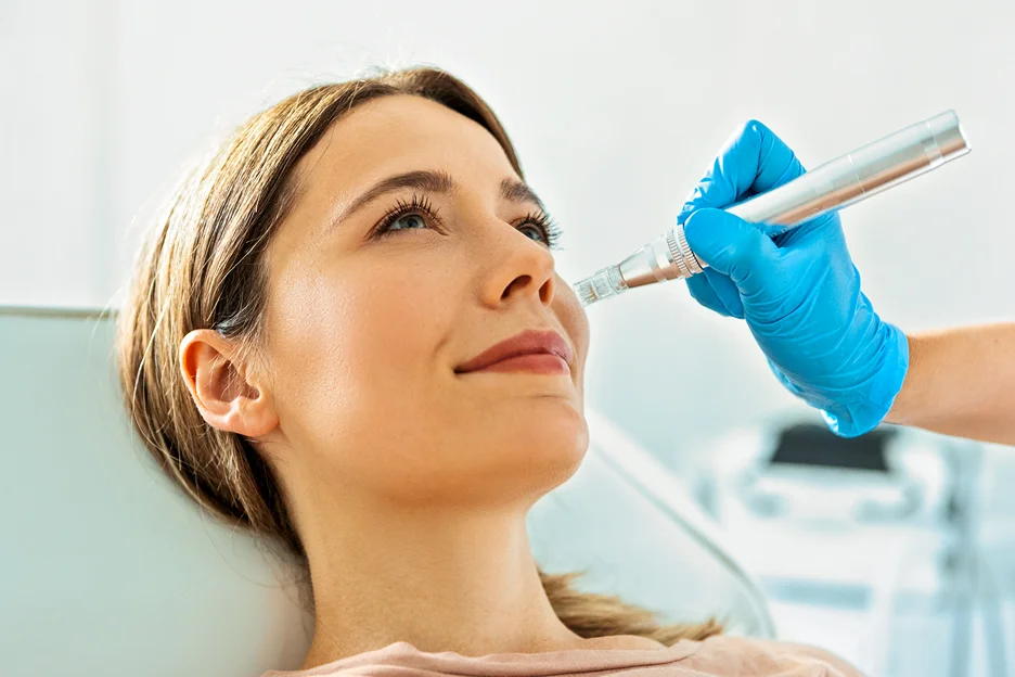 a woman underwent salmon dna microneedling treatment