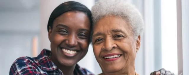 Portrait of a senior African American woman and her adult daughter
